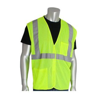 PIP ANSI Type R Class 2 Two Pocket Value Lime Mesh Vest