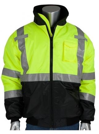 PIP Class 3 Black Bottom Bomber Jacket with Built-In Insulation