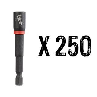 Milwaukee SHOCKWAVE 1/4 Inch x 2-9/16 Inch Magnetic Nut Driver (250 Pack)