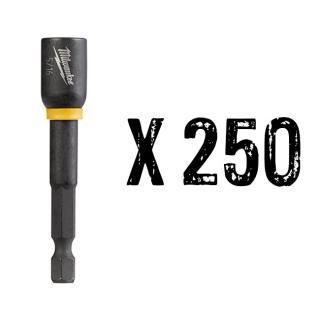 Milwaukee SHOCKWAVE 5/16 Inch x 2-9/16 Inch Magnetic Nut Driver (250 Pack)