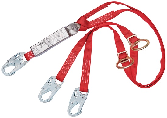 Protecta 1342200 Pro Pack Tie-Back Shock Absorbing Twin Leg Lanyard with D-Rings from GME Supply