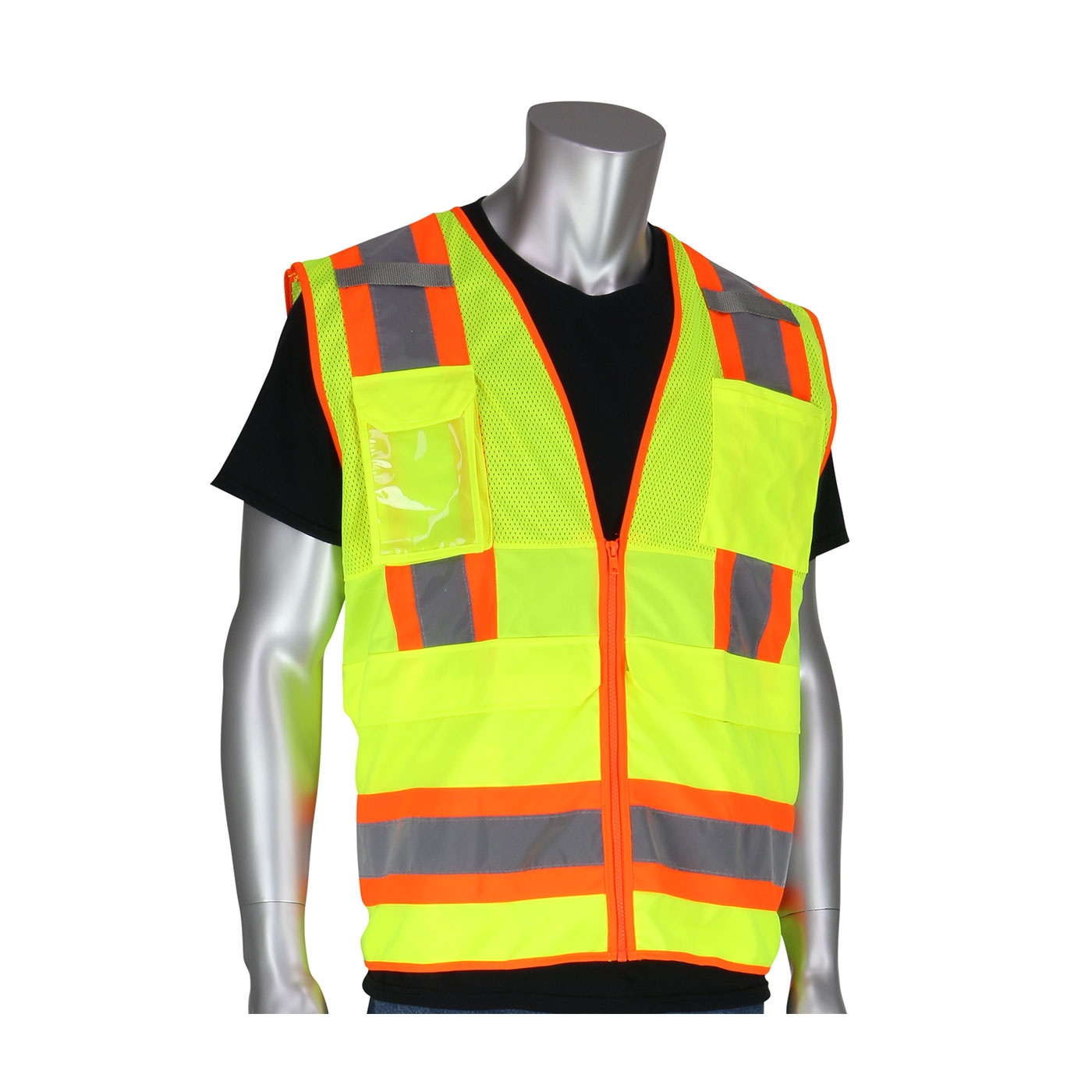 PIP ANSI Class 2 Two Tone 10 Pocket Lime Surveyors Vest from GME Supply
