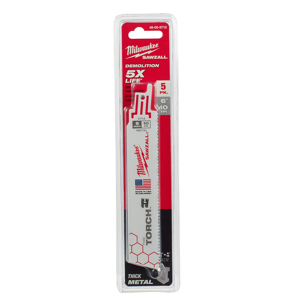 Milwaukee 10 TPI Metal Demolition Torch SAWZALL Blade (5 Pack) from GME Supply