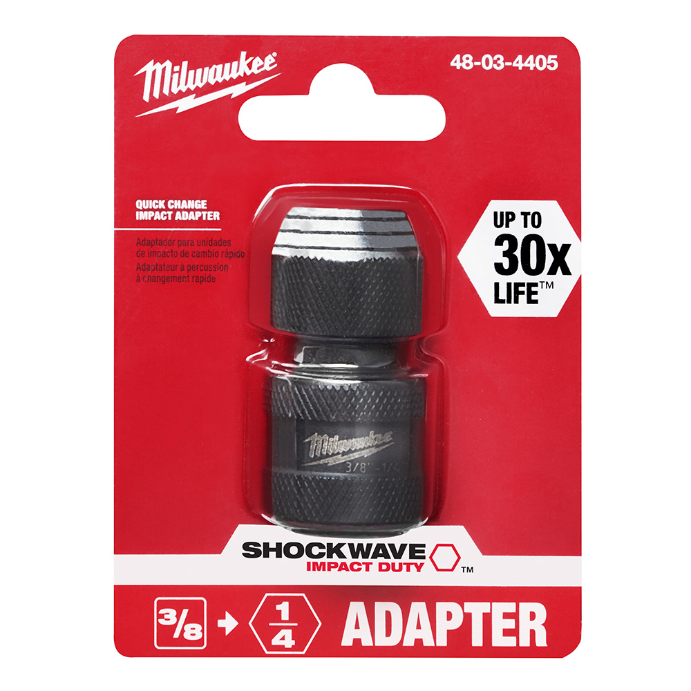 Milwaukee SHOCKWAVE 3/8 Inch Square to 1/4 Inch Hex Adapter from GME Supply