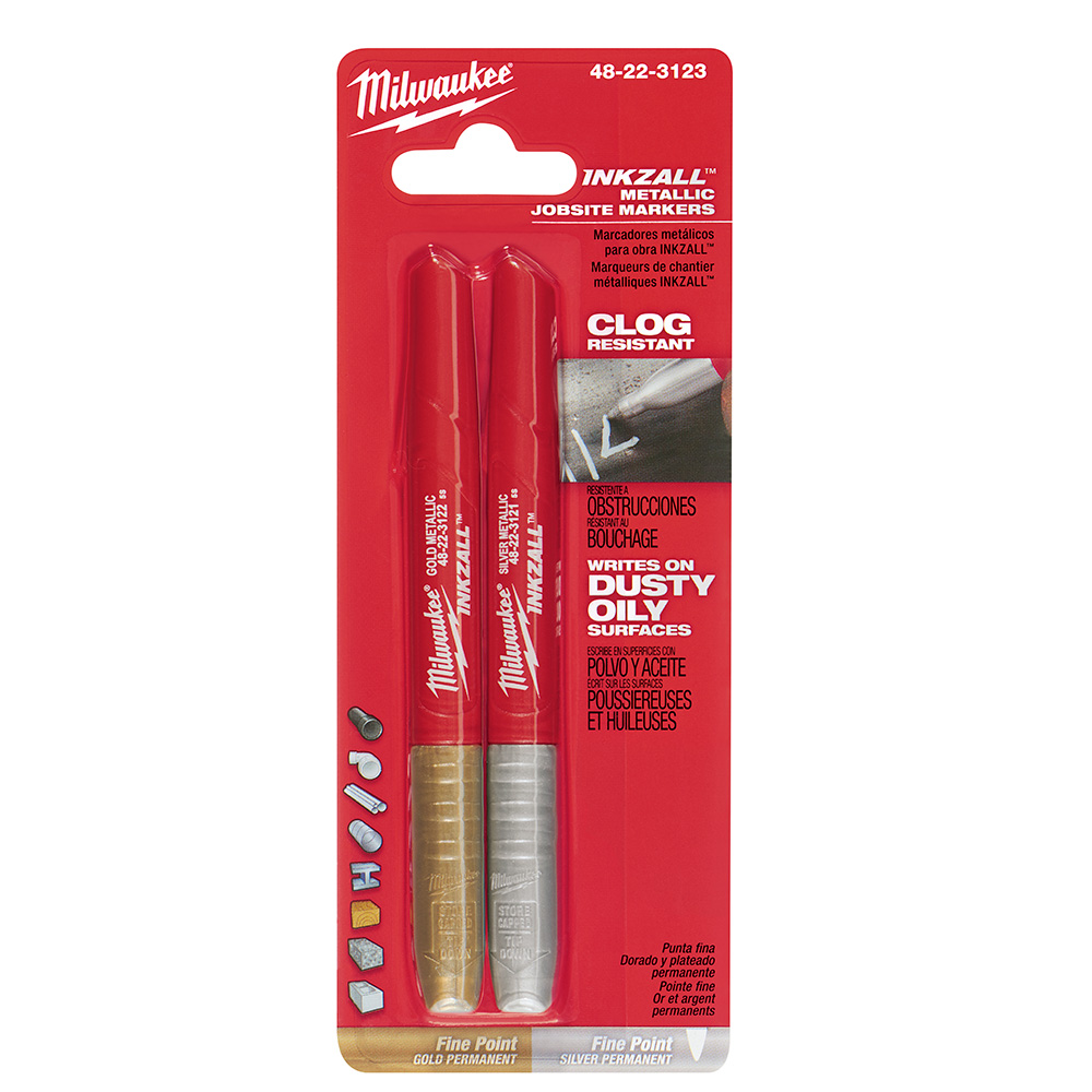 Milwaukee INKZALL Silver/Gold Fine Point Metallic Markers (2-Pack) from GME Supply