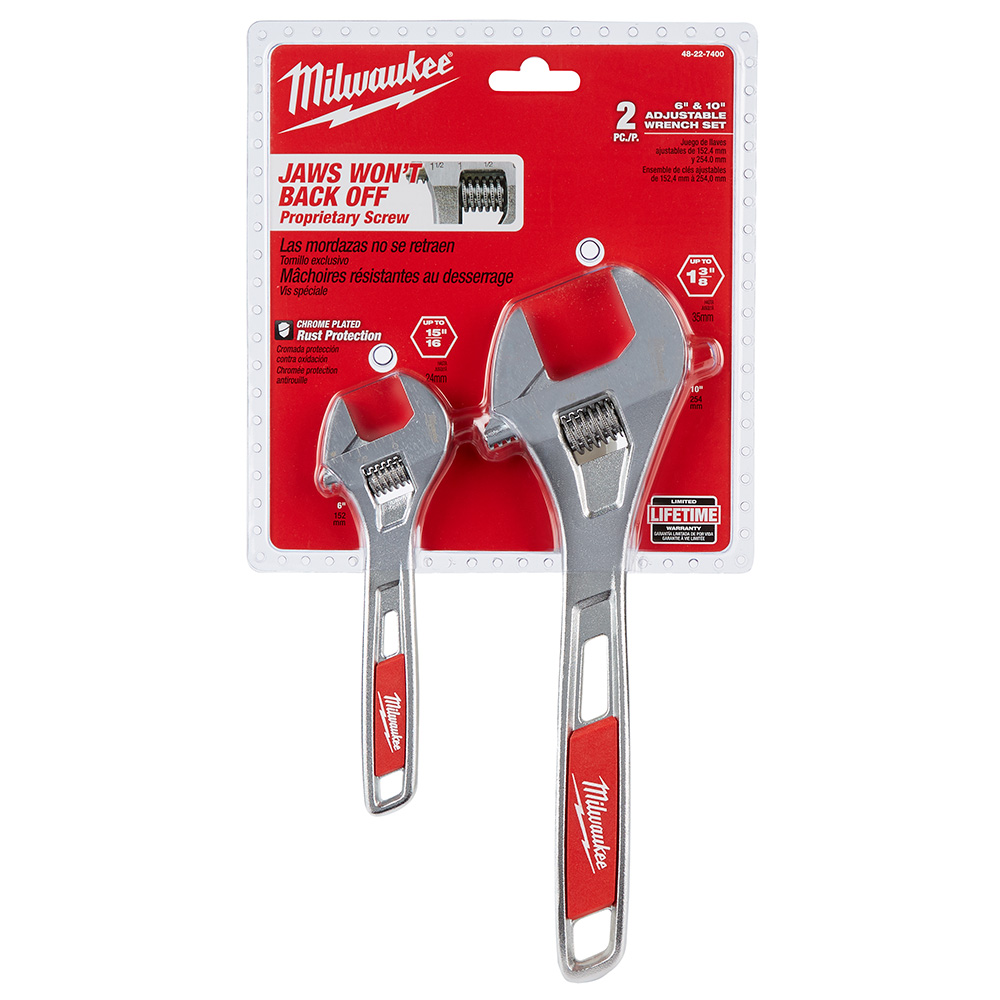 Milwaukee 6 Inch and 10 Inch Adjustable Wrench 2 Piece Set from GME Supply