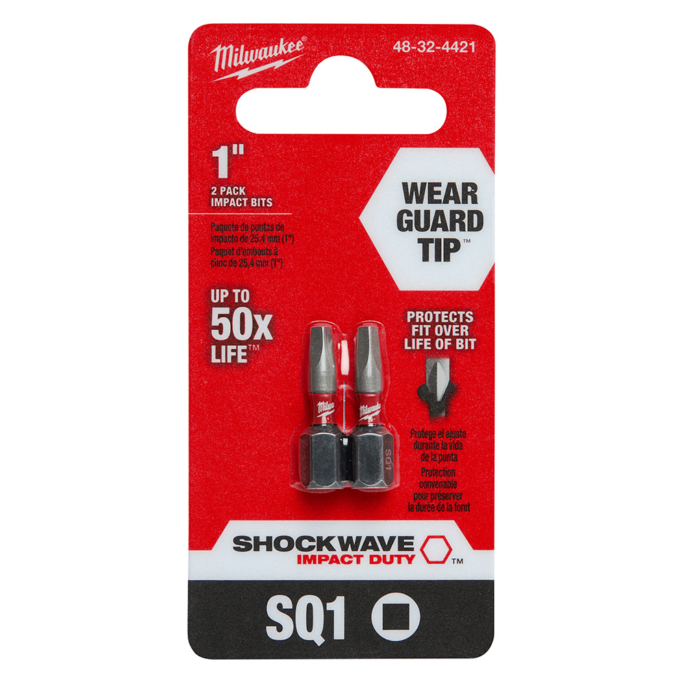 Milwaukee Shockwave Insert Bit Square Recess #1 from GME Supply