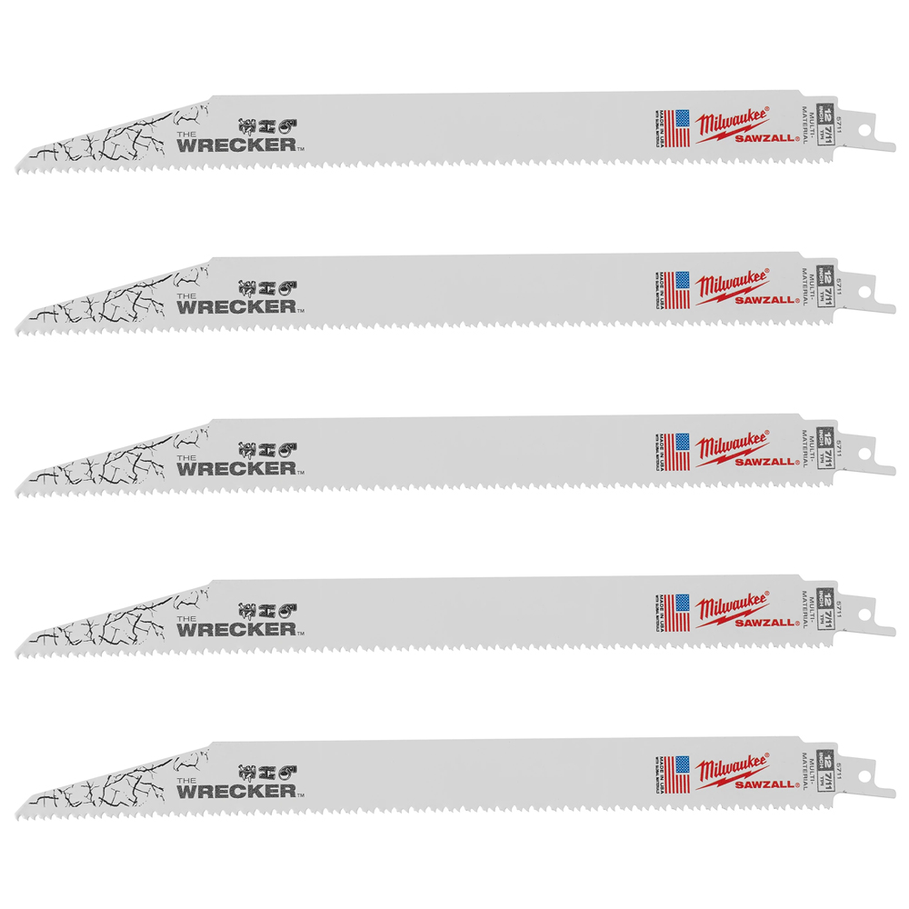 Milwaukee 12 inch 8 TPI Multi-Material Wrecker SAWZALL Blade (5 Pack) from GME Supply