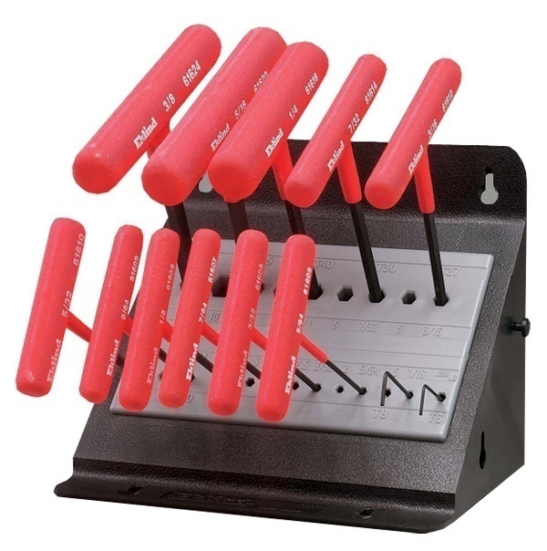 Wright Tool 9E60614 13 Piece Fractional Vinyl Grip T-Handle Set in Metal Stand from GME Supply