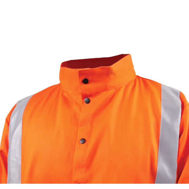 Black Stallion Safety Welding Jacket with FR Reflective Tape, Safety Orange from GME Supply