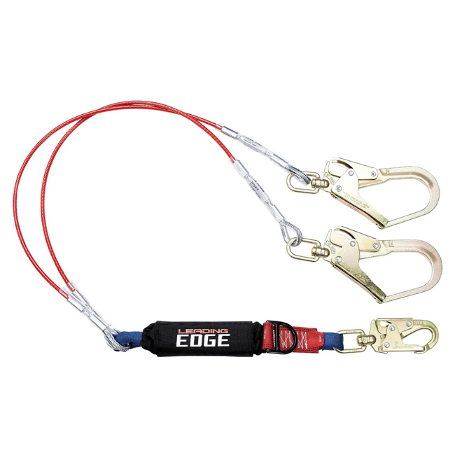 FallTech 6 Foot Leading Edge Cable Energy Absorbing Lanyard with Double-leg Swivel Connectors and SRL D-ring from GME Supply
