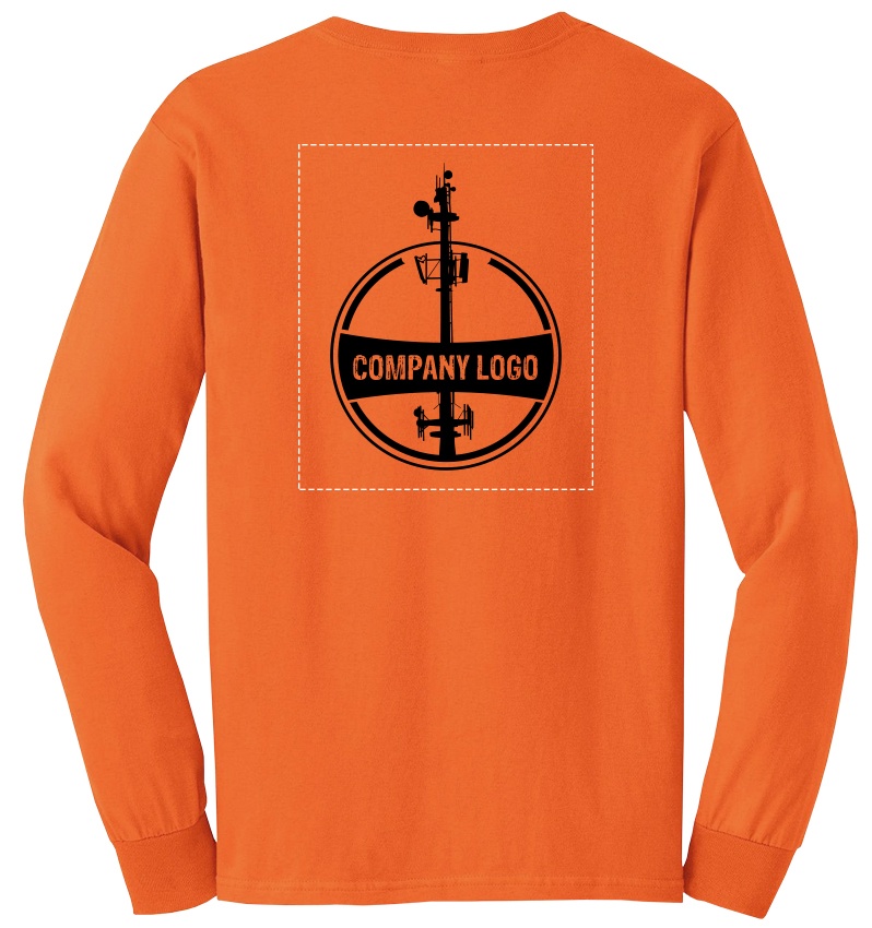 Custom Company Logo Hi-Vis Orange Long Sleeve T-Shirt from GME Supply