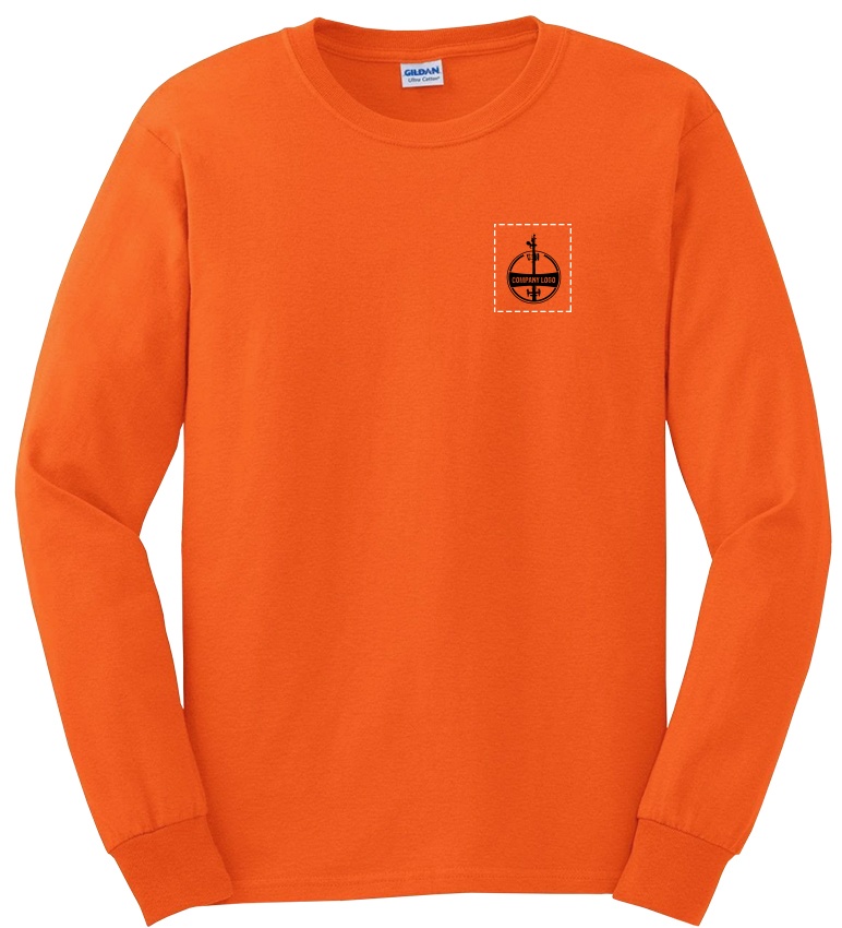 Custom Company Logo Hi-Vis Orange Long Sleeve T-Shirt from GME Supply