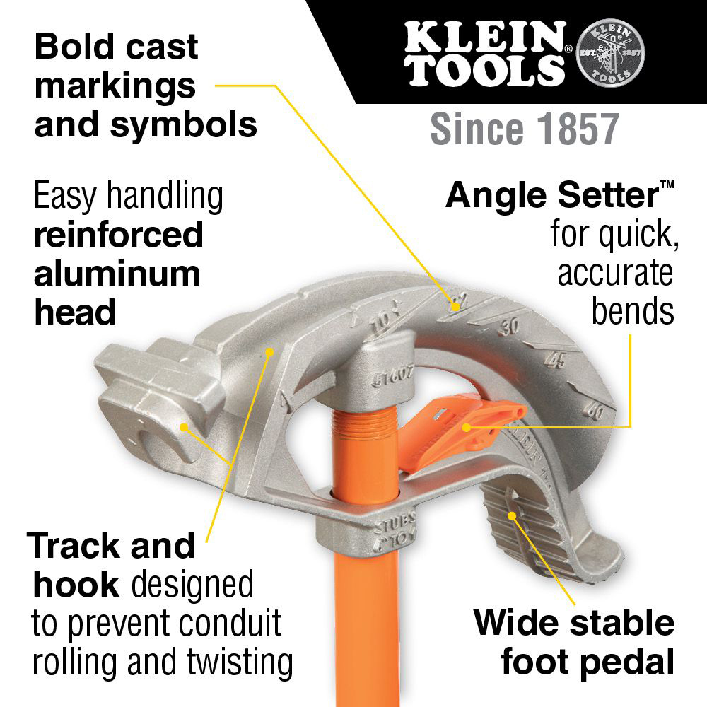 Klein Tools Aluminum Conduit Bender Full Assembly with Angle Setter from GME Supply