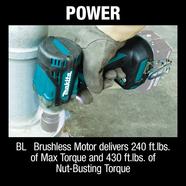 Makita 18V LXT Lithium-Ion Brushless Cordless 4-Speed 1/2 Inch Square Drive Impact Wrench with Detent Anvil (Bare Tool) from GME Supply