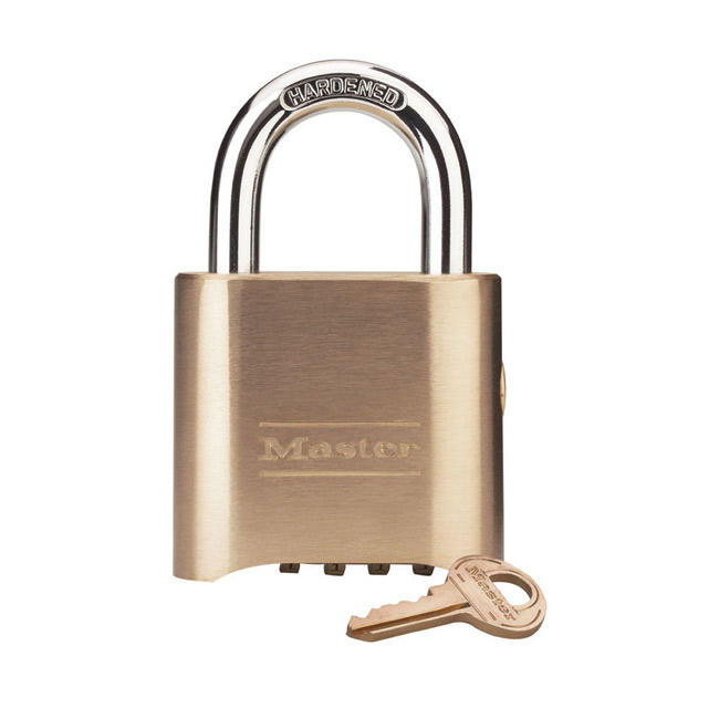 Master Lock 2 Inch (51mm) Brass Resettable Combination Padlock with Supervisory Key Override from GME Supply