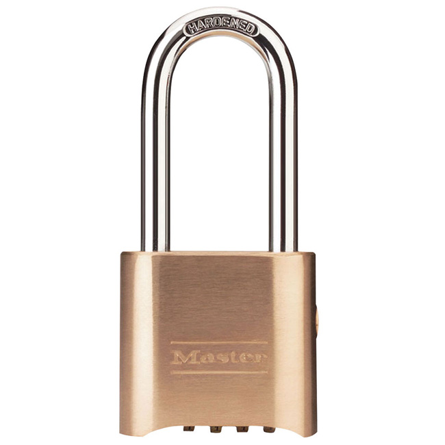 Master Lock 2 Inch (51mm) Brass Resettable Combination Padlock with 2-1/4 Inch (57mm) Shackle and Supervisory Key Override from GME Supply
