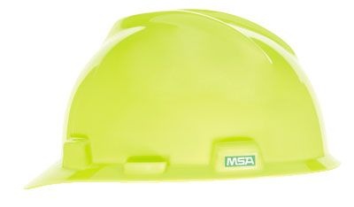 MSA V-Gard Slotted Hard Hat with Fas-Trac III Suspension - Hi-Viz Yellow from GME Supply