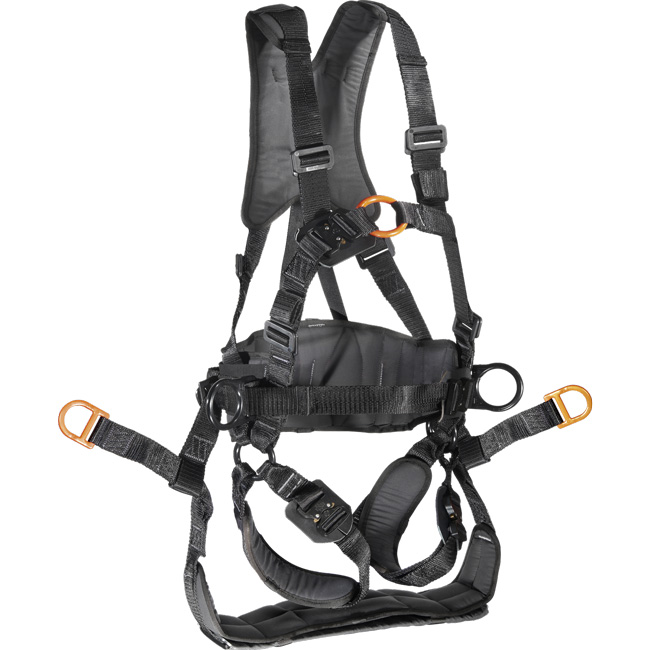 The Skylotec Tower Arc Harness features a dorsal attachment point, sternal attachment point, and pole strap attachment point. from GME Supply