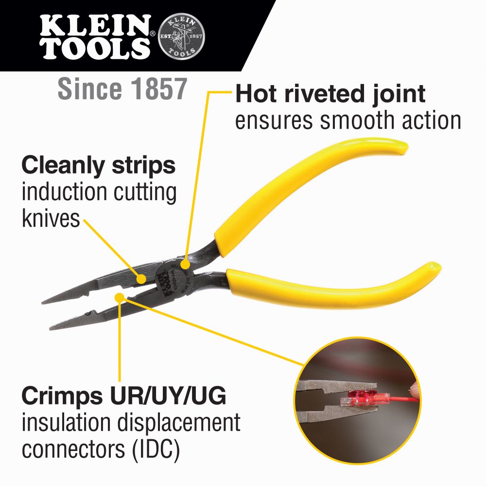 Klein Tools VDV026-049 Scotchlok Connector Crimping Needle Nose Pliers from GME Supply