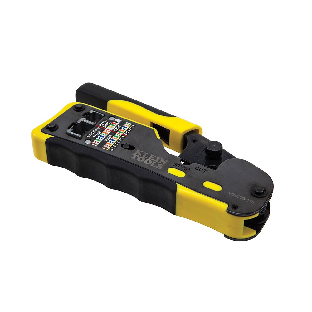 Klein Tools Ratcheting Cable Crimper/Stripper/Cutter for Pass-Thru Connectors from GME Supply