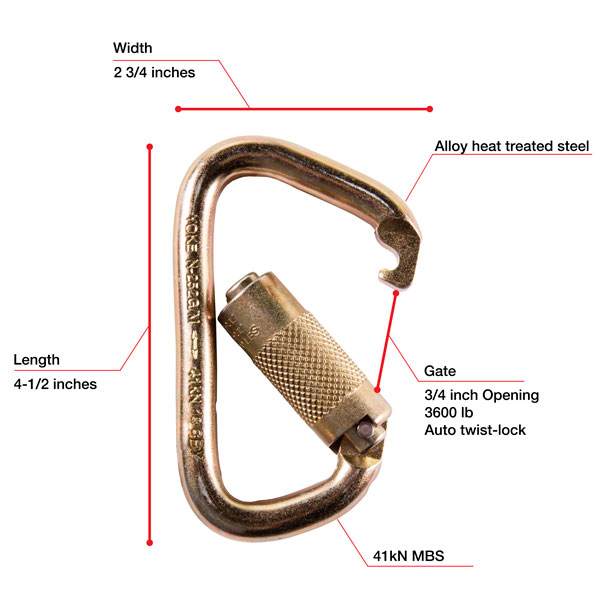 7405 WestFall Pro 4-1/2 x 2-3/4in. Steel Carabiner with 3/4in. Gate from GME Supply