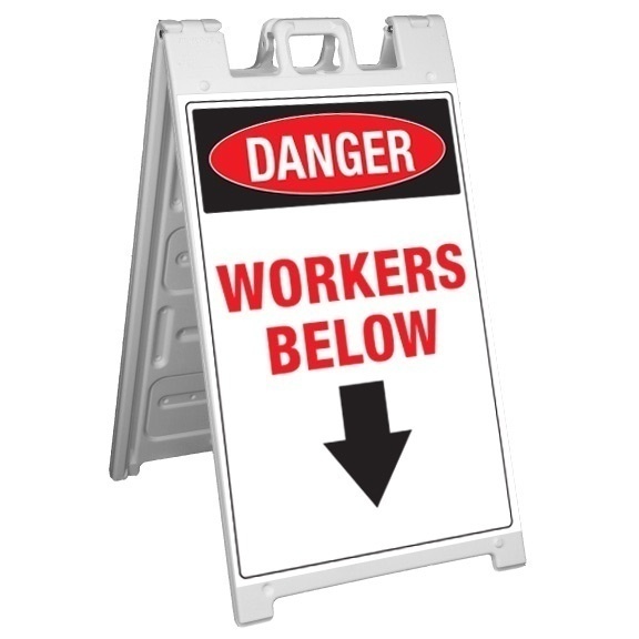 GME Supply Danger Workers Below Fold Up Floor Sign from GME Supply